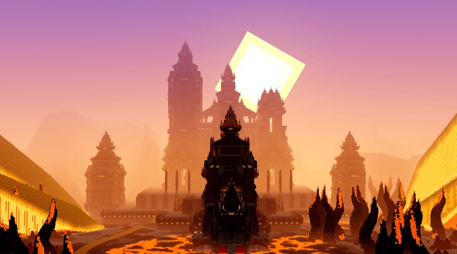Desert temple at dusk build